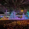 Grande Área de Paisagismo ao Ar Livre, Praça de Parque, Cenário Pitoresco, Linhas Coloridas, Luminárias Artísticas Criativas