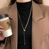 Otoño e Invierno Largo Ajustable con Jale Bolas de Perla Collar de Suéter para Mujer Elegante Celebridad de Internet Explosivo Exquisito Cadena Hueso de Serpiente