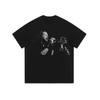 Camiseta de manga comprida com estampa de retrato hip-hop rap rock lavagem desgastada marca de moda high street camisa básica para casais para homens e mulheres outono