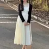 Vestido Branco de Verão Novo Estilo Francês com Alça Fina para Mulheres, Comprimento no Joelho, Emagrecedor, Elegante Vestido de Comprimento Médio para Figuras Baixas, Moderno