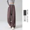 Pantalones de Cuadros para Mujer 2025 Nuevo Primavera, Otoño e Invierno Caídos Perezosos y Relajados de Pierna Ancha Casual Pantalones de Lana Rojos