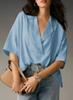 2026 Amazon Comercio Exterior Europeo y Americano Nuevo Top Casual Holgado de Manga Corta con Cuello de Sol para Mujer Camisa de Color Sólido