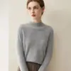 Nuevo suéter de %cachemira pura para otoño e invierno, jersey de cuello medio alto para mujer, holgado y versátil, tejido cálido
