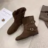 Botas Martin botas de moda estilo tacón oculto nuevo 2026 botas western retro botas cortas adelgazantes otoño caña corta mujer páramo