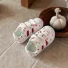 Tenis para niña de lunares con puntera de concha, nueva colección de otoño, con correas de velcro, suelas suaves, estilo casual y deportivo, tenis blancos