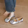 Sapatilhas Femininas Weiwei Lady 6696-38 com Babados, Sapatos Mary Jane de Tira Única Estilo Francês para Combinar com Vestidos