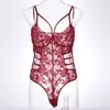 Body Erótico de Encaje Sexy Transfronterizo Puro Deseo Ajustado Hueco Malla Europea y Americana Transparente Camisón Venta al por Mayor 2029