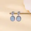 Pendientes de Tachuela Yuebao Jewelry de Plata de Ley S925 con Aguamarina y Piedra Súper Brillante con Forma de Huevo, Pendientes de Estilo Francés Lujosos y Elegantes, Frescos y Sofisticados