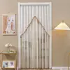 Cortina de porta com pingentes em gaze dupla camada, com ambiente estilo francês, cortina de gaze com proteção contra mosquitos e privacidade para quarto, gaze bordada com renda e contas penduradas, cortina sem pregos