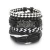 Pulseira Étnica Transfronteiriça de Couro Turquesa com Flor Vintage de Diamante de Cristal, Miçanga Tubular de Camada Tripla