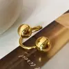 Diseño de Moda Europeo y Americano Elegante Anillo Ajustable de Metal con Bola de Apertura Joyería de Mano Versátil de Nicho Chapado en Cobre Oro Real