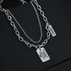 Collar Cuadrado con Letras de Marca Trendy Europea y Americana, Cadena Gruesa Multicapa Apilada, Cadena para Clavícula, Cadena para Suéter, para Hombres y Mujeres, No se Desvanece