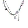 Collar Flor Dopamina Azul para Mujer 2025 Nuevo Estilo Caliente Diseño con Sentido Cadena de Clavícula Apilada con Perlas para Mujer