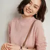 Novo Suéter de Tricô de Cashmere Feminino Outono/Inverno 2026, Gola Alta Meia, Solto, Fashion, Versátil, Emagrecimento, Estilo Curto