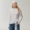 Bai Cai Rong 100% cachemira 2026 nuevo suéter de punto suelto de cuello alto medio, estilo simple para mujer, casual