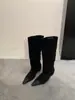 Menina Nômade! Botas de cowboy western estilo deserto para mulheres, com acabamento desgastado, bico fino e design franzido e desfiado, perfeitas para o inverno e como botas de cano alto