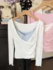 Conjunto de Dos Piezas Ruoxin Camiseta Casual de Manga Larga con Cuello Cruzado en V Camisola de Encaje con Cuello en V Chaleco de Espalda Cruzada Conjunto de Dos Piezas en Capas
