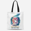 Bolsa de Lienzo con Estampado de Unicornio en Acuarela Transfronteriza Bolsa Tote Amazon Bolsa para el Trabajo Venta Directa de Fábrica