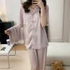 Pijama de Seda Gelo para Mulheres, Conjunto de Verão de Três Peças de Manga Curta, Transmissão ao Vivo de Celebridade da Internet, Pode Ser Usada Fora, Sensação Fresca de Seda Gelo, Roupa de Casa Tamanho Grande