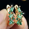 Pendientes Rectangulares de Zirconia Esmeralda Estilo Retro Lujo Ligero, Estilo de Gama Alta de Nicho con Exquisito Diseño Incrustado de Diamantes