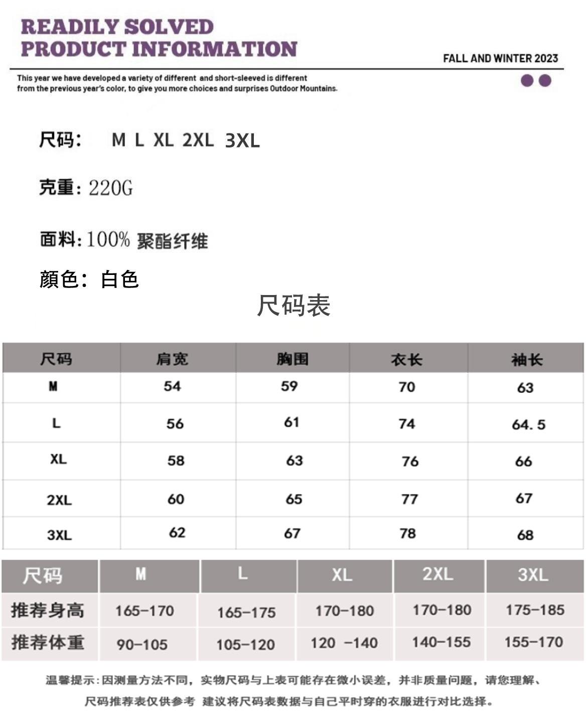 尺码详情0123