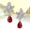 Pendientes de gota de agua grandes con microincrustaciones de diamantes y flores para mujer, elegantes y de lujo, regalo de celebridades en línea