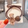Cuerda para el cabello estilo café de leche con forma de oso, linda banda para el cabello con forma de corazón y flor de dibujos animados para niña, banda de goma para el cabello, accesorios para el cabello de cuerda japonesa y coreana