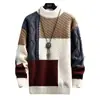 Suéter de Cuello Redondo para Hombre Otoño e Invierno Marca de Tendencia Nuevo Suéter Básico Suéter Juvenil Estudiante Combinación de Colores Top Cálido