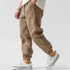 Calça Jogger Casual Masculina de Algodão e Linho Estilo Old Money de Luxo, Cintura Elástica de Alta Qualidade, Perna Reta, Cor Sólida, Confortável e Respirável