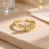 Anillo Abierto Estilo Europeo Abeja Mariposa de Circonita Colorida Chapado en Oro de 18K Ajustable para Mujer Anillo de Piedra de Color