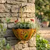 Cesta Colgante para Flores con Forma de Paraguas Montada en Pared Estilo Europeo Transfronterizo, Maceta Decorativa de Hierro Forjado, Cesta Metálica Colgante para Pared
