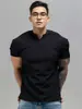 Camiseta Masculina de Verão Nova Esportiva Casual Corrida Exercício Fitness Grande Elástica Listrada Secagem Rápida Gola V Solta Manga Curta