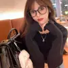 Suave Estilo Perezoso Color Albaricoque Adorno de Volantes Manga Larga Top de Punto para Mujer Otoño Nueva Llegada Super Ilumina la Piel Absolutamente Hermoso Versátil Moderno Top
