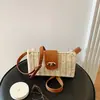 Bolsa de Palha Tecida Estilo Férias Feminina 2026 Nova Bolsa Transversal de Praia Verão Lado Mar Bolsinha de Mão Moda Trabalho Bolsa Tecida