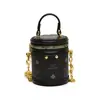 Bolsa Infantil Otoño e Invierno Nueva Mini Bolsa Cubo de la Fortuna Estampado Retro Bolso Cruzado con Cadena para Niñas Bolsita para Labial