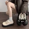 Zapatos de Cuero Gruesos con Suela Gruesa, Estilo Británico, Forro de Felpa, Cálidos, Retro, para Mujer, Novedad Otoño e Invierno 2025, Mocasines Franceses sin Cordones