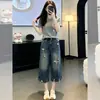 Jeans cropped vintage rasgados de talla grande para mujer, pantalones rectos de pierna ancha holgados de cintura alta para verano, adelgazantes para mujeres menudas y de talla grande