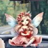 Chaveiro Pingente de Anjo Fada Rosa Acrílico Novo Transfronteiriço Elfo Pendurado no Retrovisor do Carro