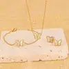 Venta caliente transfronteriza collar de acero de titanio temperamento femenino moda colgante de concha mariposa pulsera de alto sentido pendiente joya al por mayor