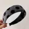 Faixa de Cabeça Redonda Grande com Bolinhas Coloridas Maillard Retro Outono e Inverno Borda Larga Estilo Estrangeiro de Alto Padrão Redutora de Idade para Mulheres