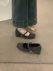Elegantes zapatos Mary Jane grises de estilo francés para mujer, con forro de felpa para abrigar, diseño de una sola tira y tacón grueso, perfectos para otoño e invierno