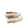 Sapatos Mary Jane Rasos de Bico Quadrado Suaves para Mulheres, Novo Estilo 2026, Laço de Bolinhas, Salto Escondido, Sapatos Baixos Versáteis para o Dia a Dia
