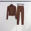[Em Estoque] Conjunto de Jaqueta Curta Ld e Calça Cropped, Moletom de Gola Alta, Jaqueta Esportiva para Yoga