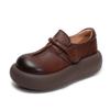Zapatos Planos de Plataforma con Suela Gruesa de Cuero Genuino de Vaca para Mujer, Capa Superior, Ligeros, Retro, para Primavera y Otoño 2025