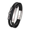 Pulsera de Cuero Tejido Retro Transfronterizo para Hombre Pulsera de Diseño Multicapa Pulsera de Acero Inoxidable con Hebilla Magnética Estilo Ins