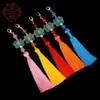 Nuevo colgante de borla de loto de cristal de 13 cm, accesorio decorativo Hanfu, joyería de estilo antiguo, pendientes, charm para bolso, borla colgante