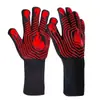 Luvas de proteção anti-escaldante, resistentes a altas temperaturas, retardantes de chamas, pretas, para churrasco, cozinha, luvas de silicone para forno e micro-ondas