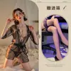 Coni Sexy Camisola Transparente de Tule Pijama de Renda Xale Roupão de Malha Uniforme Traje Traje Roxo Translúcido