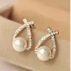 Brincos de Cruz com Pérolas e Strass Estilo Coreano Brincos Exquisitos da Moda Lote Misto Loja de 9 Reais Fabricante de Joias de Pérola