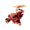 Llavero creativo de elefante de cristal con incrustaciones de diamantes, llavero de animal, accesorios para bolso, colgante de metal, pequeño regalo